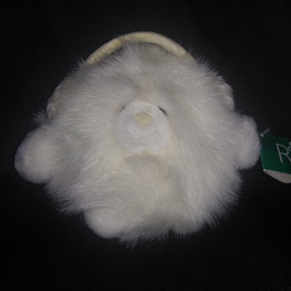 Russ Berrie White Snowpuff Wearing Earmuffs Stuffed Animal Plush Mini Toy